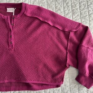 Out From Under Magenta Crop Sweater